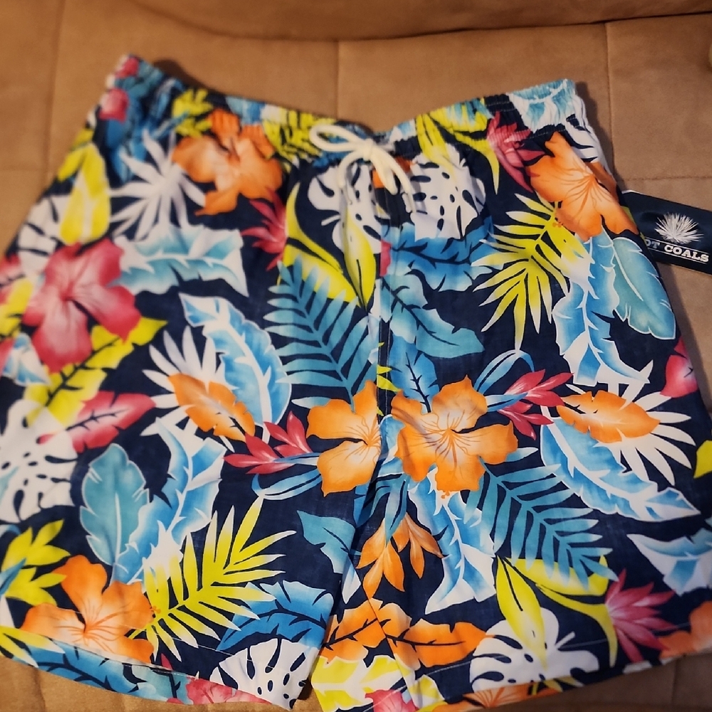 Hot Coals Mens Colorful Floral Swim Shorts